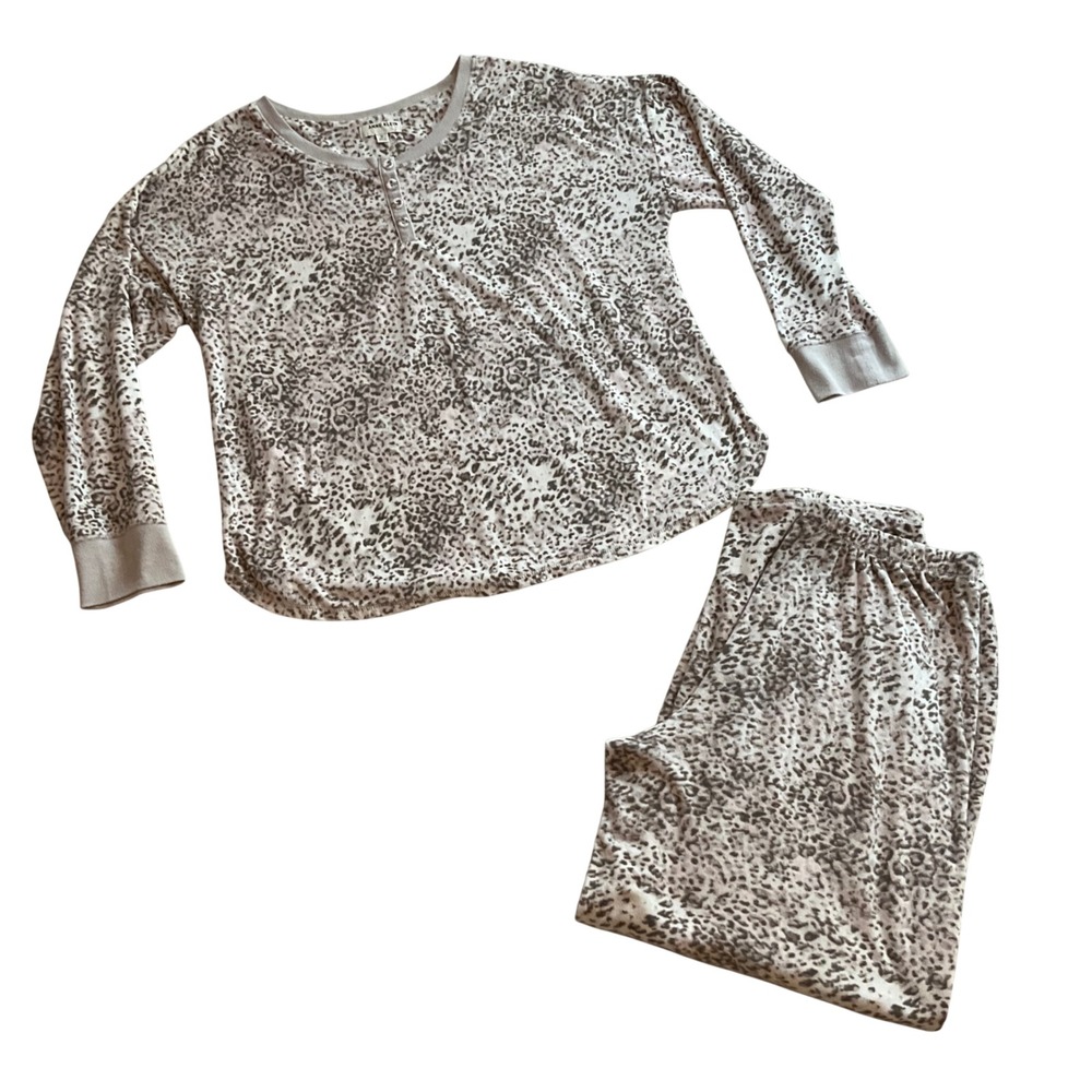 ANNE KLEIN Leopard Print Pajama Set Top Pants Women's Medium‎ Loungewear